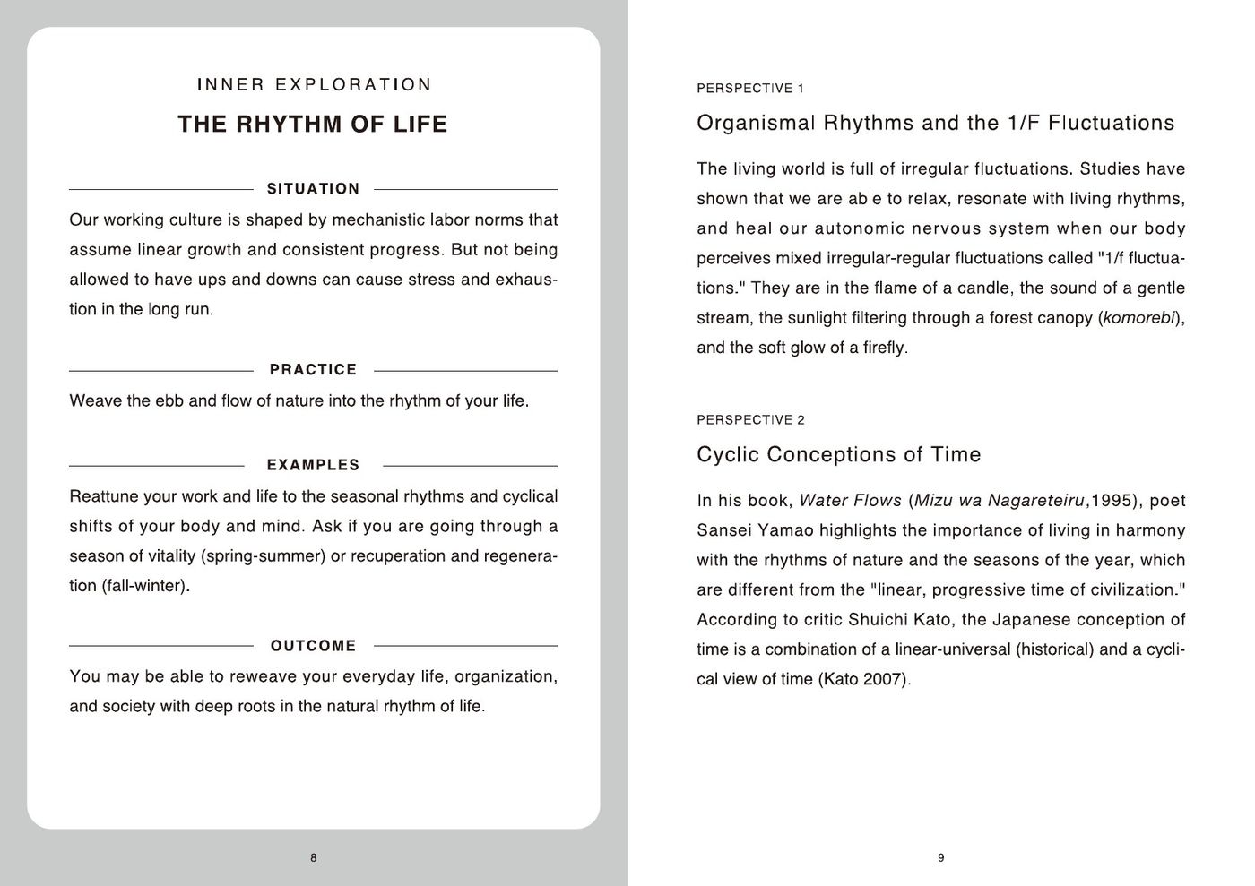Booklet spread — The Rhythm of Life and its perspectives